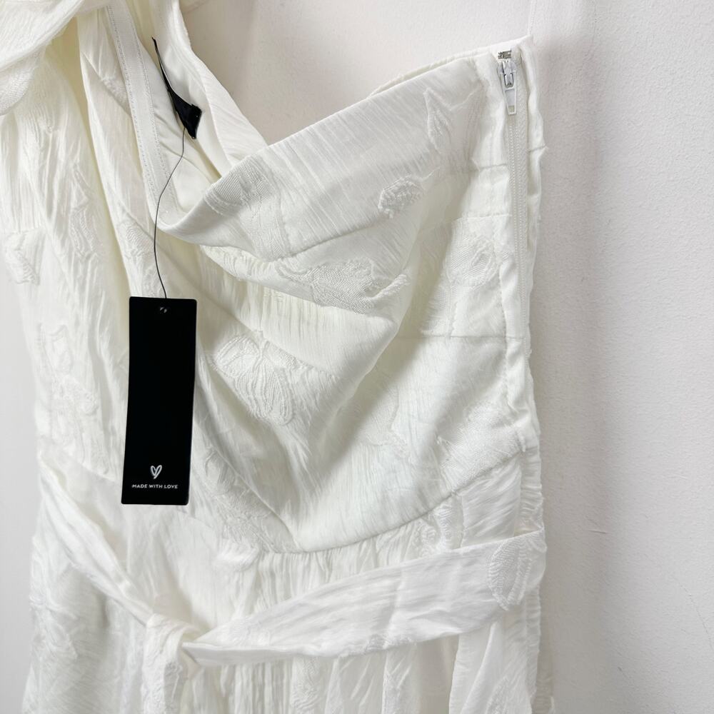 Lulus Sweet Definition White Burnout Ruffled One-Shoulder Midi Dress Large NWT - Picture 12 of 14